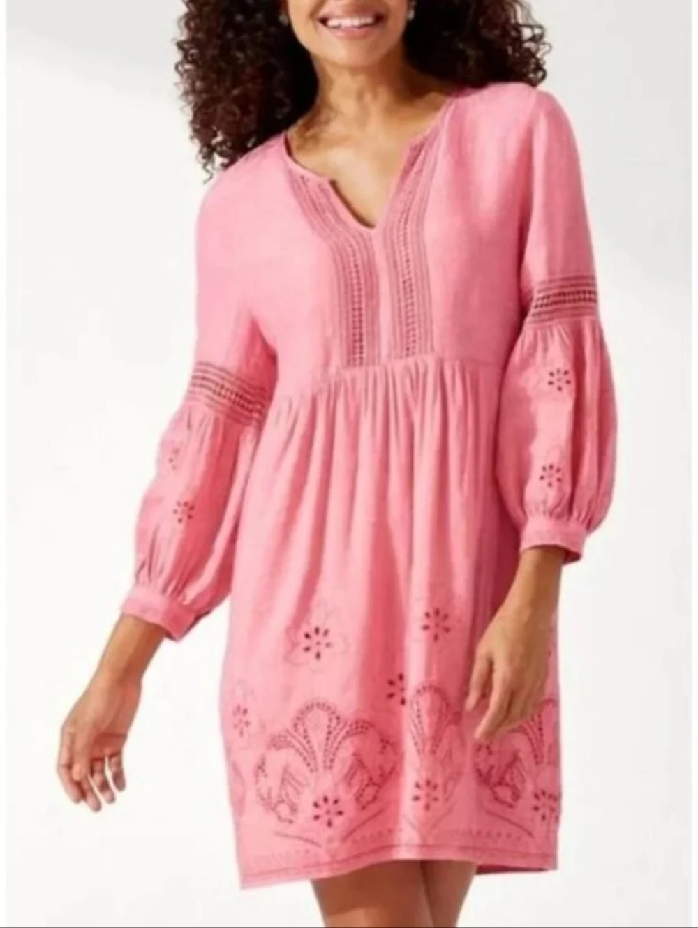tommy bahama pink linen dress Tommy Bahama St. Lucia Linen-Blend Off-the-Shoulder Tiered Dress - NWOT Size XXS